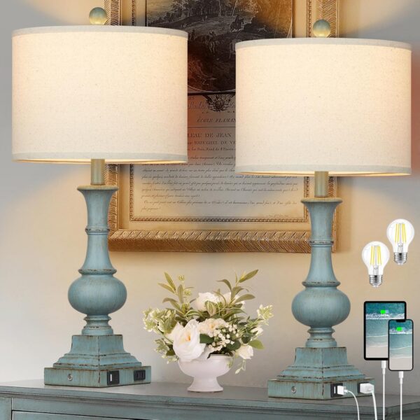 Farmhouse Table Lamps Set of 2